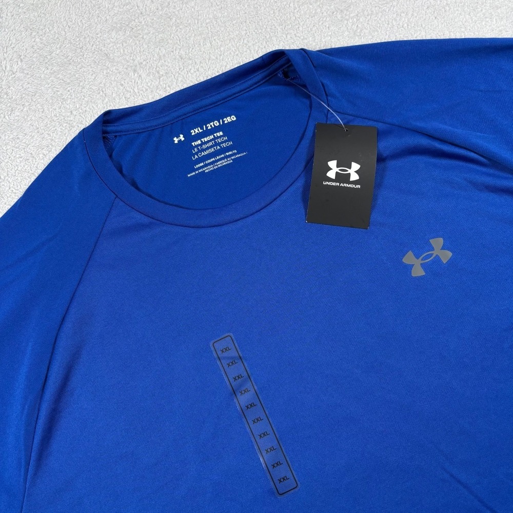 Under Armour Tech 2.0 T Shirt Mens 2XL Blue Loose Fit Athletic Go‎ To Training